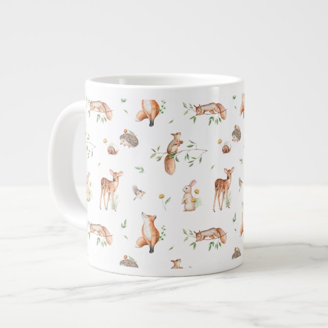 Taza De Café Gigante Patrón de amigos animales de Woodland (Izquierda)