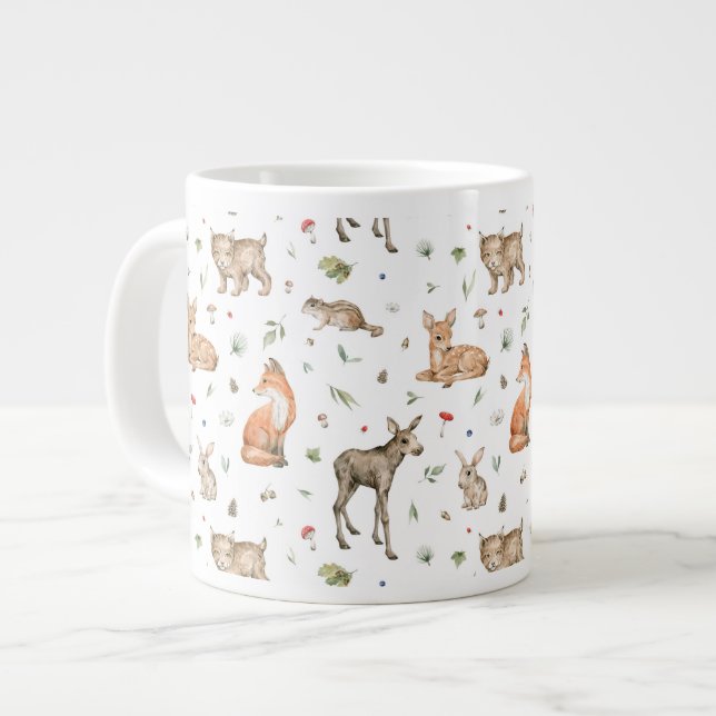 Taza De Café Gigante Patrón de animales de bosque (Izquierda)