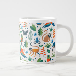 Taza De Café Gigante Patrón de animales de selva tropical