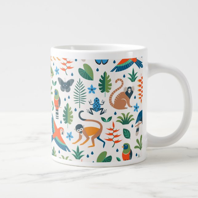 Taza De Café Gigante Patrón de animales de selva tropical (Derecha)