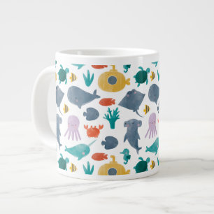 Taza De Café Gigante Patrón de animales oceánicos de color de agua suav