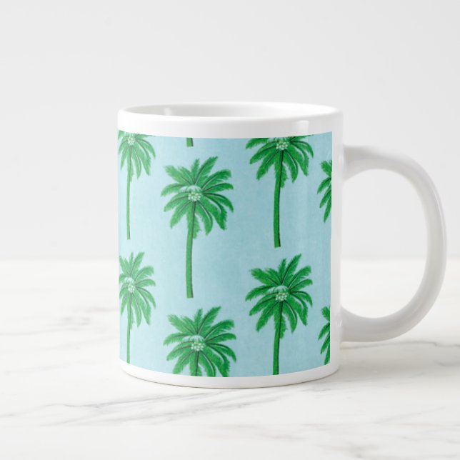 Taza De Café Gigante Patrón de árbol de palma en azul (Derecha)