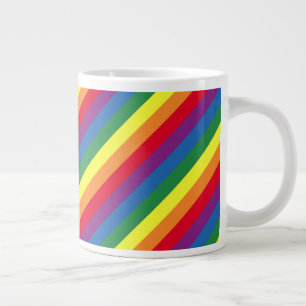 Taza De Café Gigante Patrón de arco iris diagonal