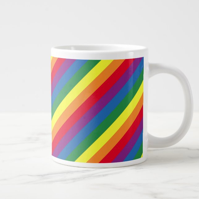 Taza De Café Gigante Patrón de arco iris diagonal (Derecha)