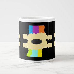 Taza De Café Gigante Patrón de arte de jigsaw mezcla colores en negro