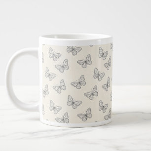 Taza De Café Gigante Patrón de arte de línea de mariposa