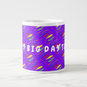 Taza De Café Gigante Patrón de arte en púrpura brillante