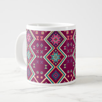 Taza De Café Gigante Patrón de Arte Popular Geométrico del Suroeste de