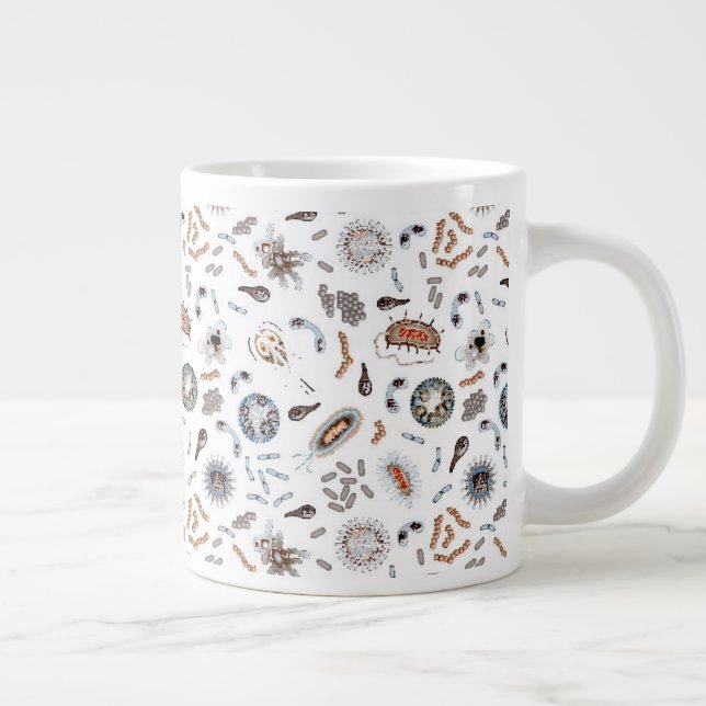 Taza De Café Gigante Patrón de bacterias y virus (Derecha)
