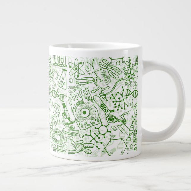 Taza De Café Gigante Patrón de biología verde (Derecha)