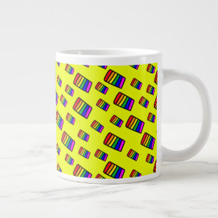 Taza De Café Gigante Patrón de bloqueo de arco iris neón