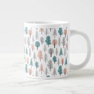 Taza De Café Gigante Patrón de bosque de Doodle Cutáneo