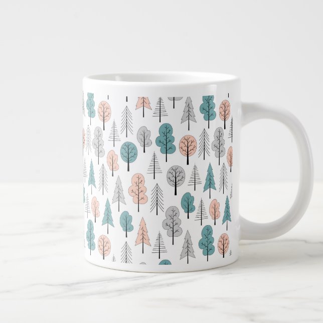 Taza De Café Gigante Patrón de bosque de Doodle Cutáneo (Derecha)