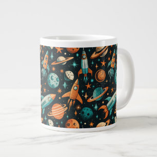 Taza De Café Gigante Patrón de buques de cohetes de naves espaciales vi
