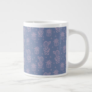 Taza De Café Gigante Patrón de cactus Personalizado rosa y púrpura