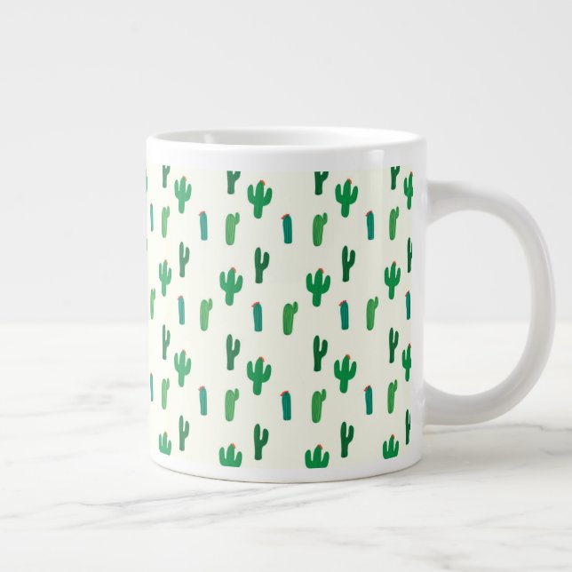 Taza De Café Gigante Patrón de cactus verde brillante (Derecha)