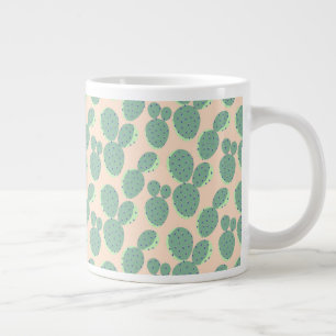 Taza De Café Gigante Patrón de cactus verde y rosa