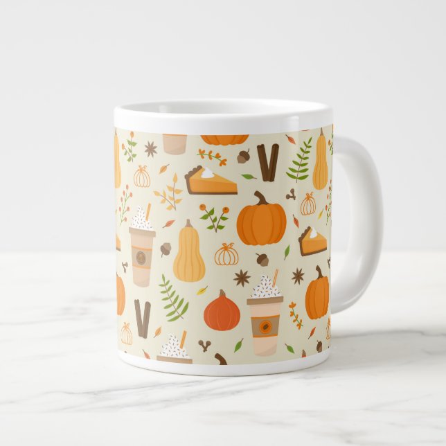 Taza De Café Gigante Patrón de caída del Naranja divertido (Derecha)