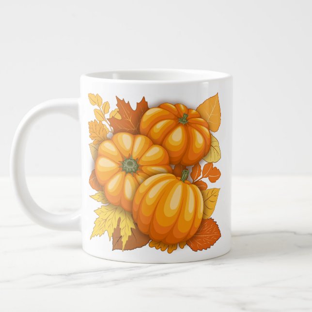 Taza De Café Gigante Patrón de calabazas de Halloween en temporada de o (Izquierda)