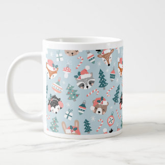 Taza De Café Gigante Patrón de caras animales de los Navidades de Woodl