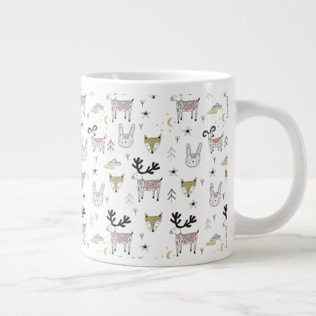 Taza De Café Gigante Patrón de carros de animales de bosque (Derecha)