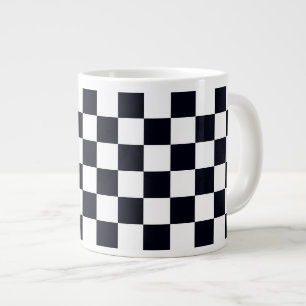 Taza De Café Gigante Patrón de cheques en blanco y negro