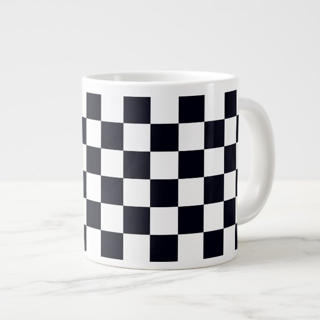 Taza De Café Gigante Patrón de cheques en blanco y negro (Derecha)