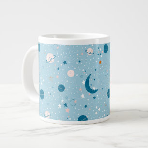 Taza De Café Gigante Patrón de cielo azul y espacio