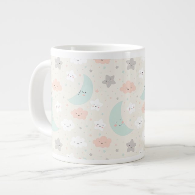Taza De Café Gigante Patrón de cielo dulce sonriente Pastel (Izquierda)