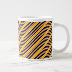 Taza De Café Gigante Patrón de cinco rayas azul marino y amarillo solea