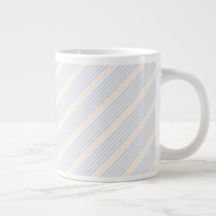 Taza De Café Gigante Patrón de cinco rayas azul pálido y beige