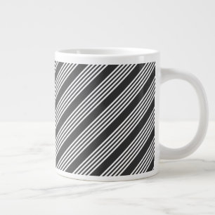 Taza De Café Gigante Patrón de cinco rayas blanco y carbonífero