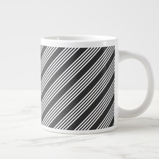 Taza De Café Gigante Patrón de cinco rayas blanco y carbonífero (Derecha)
