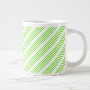 Taza De Café Gigante Patrón de cinco rayas blanco y verde limón