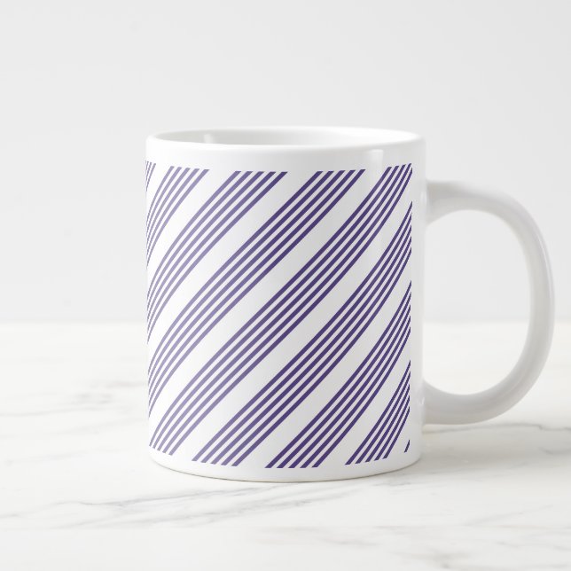 Taza De Café Gigante Patrón de cinco rayas ultravioleta y blanca (Derecha)