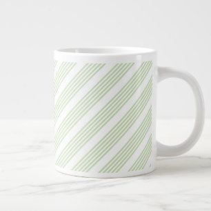 Taza De Café Gigante Patrón de cinco rayas verde claro y blanco