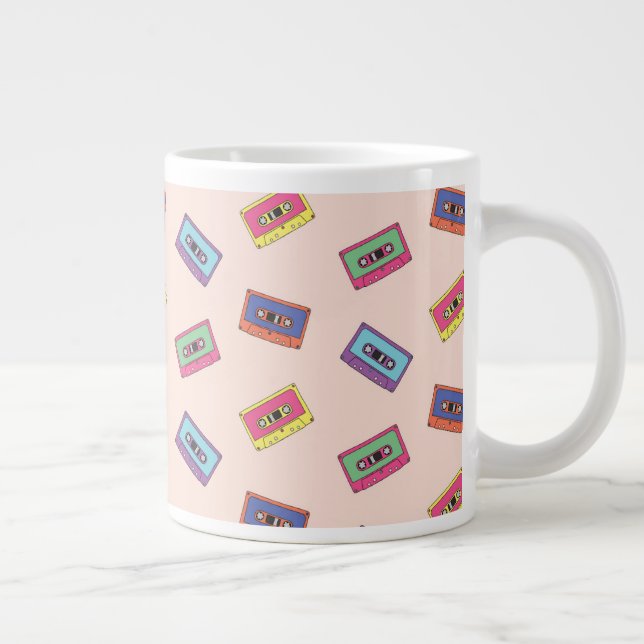 Taza De Café Gigante Patrón de cinta de audio retro neón (Derecha)