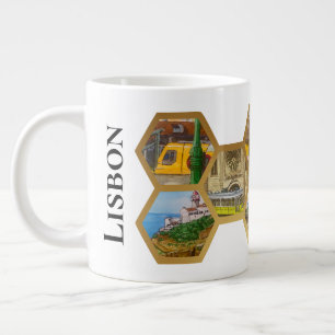 Taza De Café Gigante Patrón de collage de Honeycomb, monumentos de Port