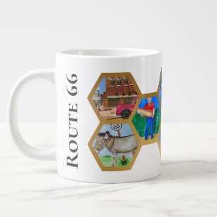 Taza De Café Gigante Patrón de Collage de Honeycomb, Ruta 66 América