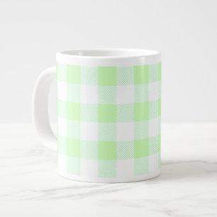 Taza De Café Gigante Patrón de comprobación de Gingham verde claro