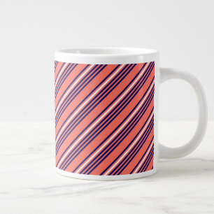 Taza De Café Gigante Patrón de corales, azul marino y blanco de cinco r