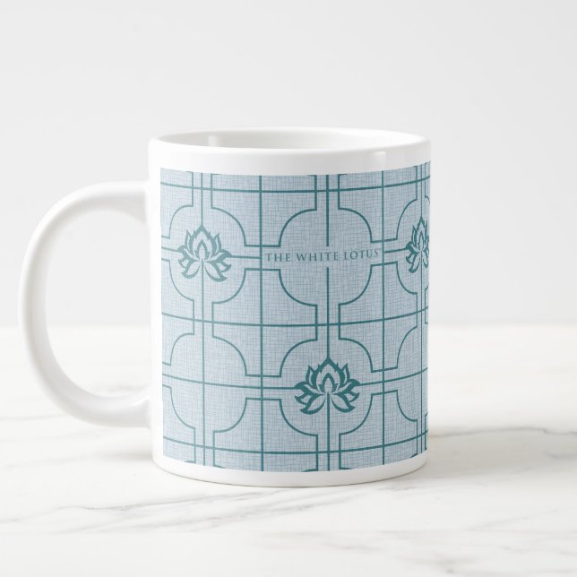 Taza De Café Gigante Patrón de cuadrícula de Lotus geométrico - El Lotu (Izquierda)
