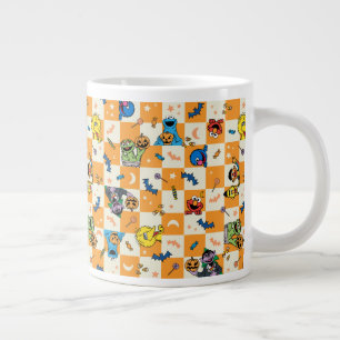 Taza De Café Gigante Patrón de cuadros de Halloween de la calle Sesame