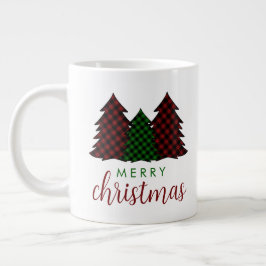 Taza De Café Gigante Patrón de cuadros de Navidad Árbol de Navidad