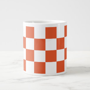 Taza De Café Gigante Patrón de cuadros naranja y blanco