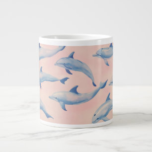 Taza De Café Gigante Patrón de delfín acuarela Costa Playa Océano