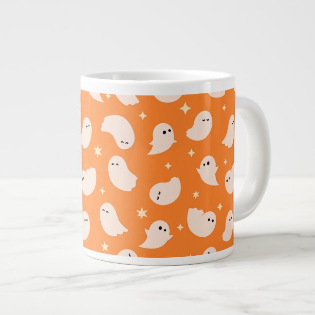 Taza De Café Gigante Patrón de dibujo del fantasma del naranja (Derecha)