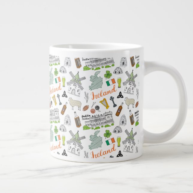 Taza De Café Gigante Patrón de dibujos animados de Irlanda (Derecha)