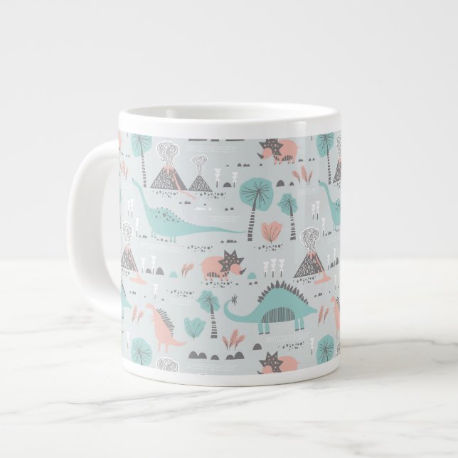Taza De Café Gigante Patrón de dinosaurio de Cute Pastel (Izquierda)