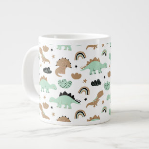 Taza De Café Gigante Patrón de dinosaurio verde de menta